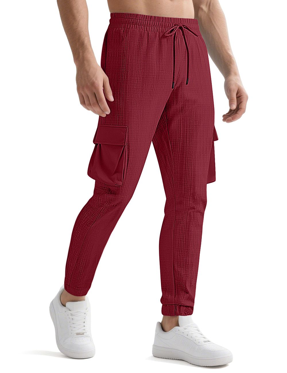 Clothes > Men's Clothing > Bottoms > Pants > Casual  New European and American fashion overalls, sports casual, personalized trendy drawstring multi-pocket trousers for men