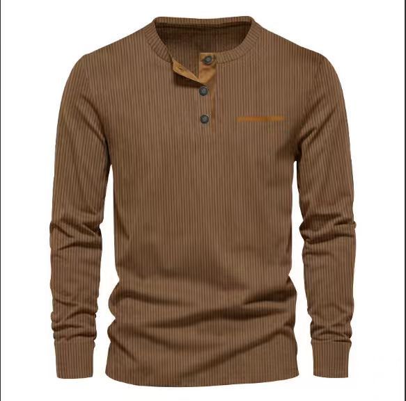 Clothes > Men's Clothing > Tops > Shirts Men's new fashion long-sleeved tops bottoming shirt button corduroy slim men's henley shirt