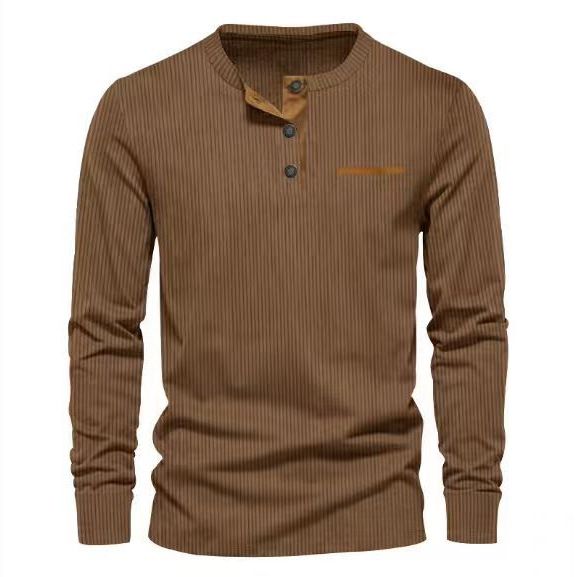 Clothes > Men's Clothing > Tops > Shirts Men's new fashion long-sleeved tops bottoming shirt button corduroy slim men's henley shirt