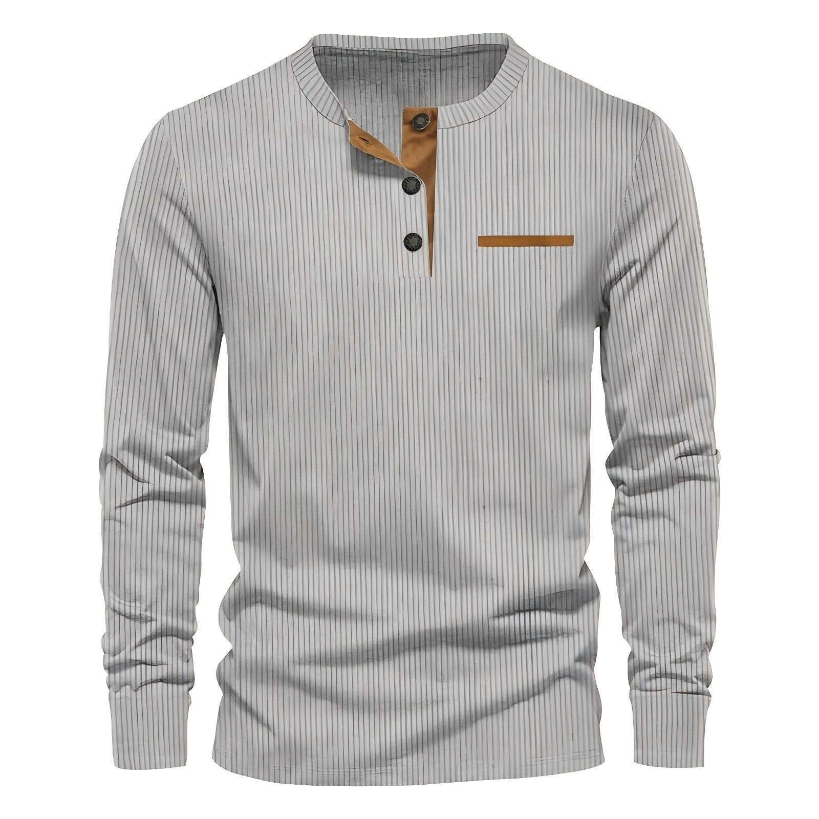 Clothes > Men's Clothing > Tops > Shirts Men's new fashion long-sleeved tops bottoming shirt button corduroy slim men's henley shirt