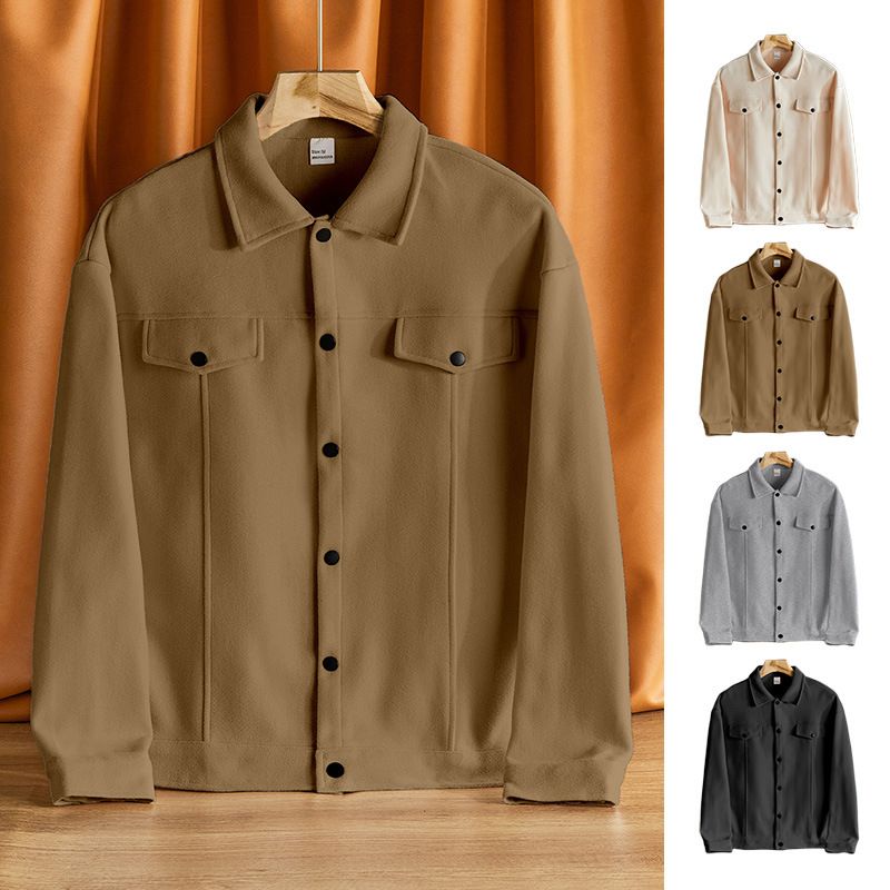 Clothes > Men's Clothing > Tops > Jackets & Coats  European and American lapel woolen new men's jacket casual sports business jacket