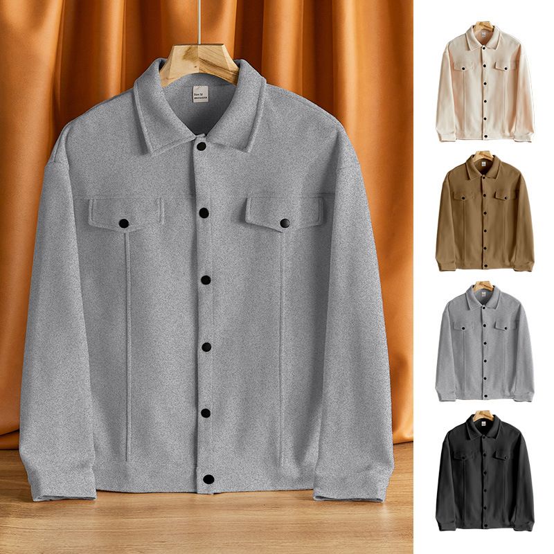 Clothes > Men's Clothing > Tops > Jackets & Coats  European and American lapel woolen new men's jacket casual sports business jacket