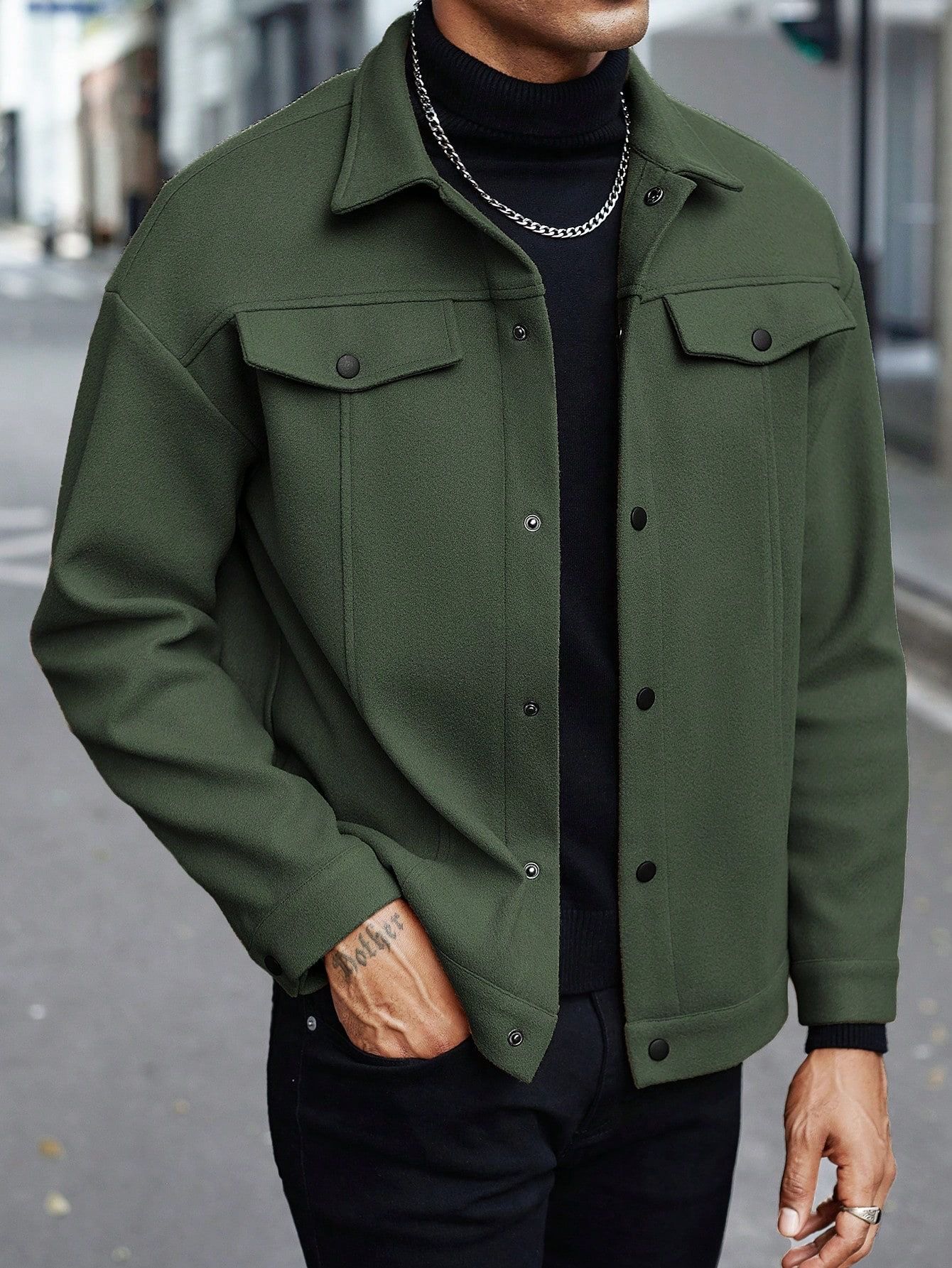 Clothes > Men's Clothing > Tops > Jackets & Coats  European and American lapel woolen new men's jacket casual sports business jacket