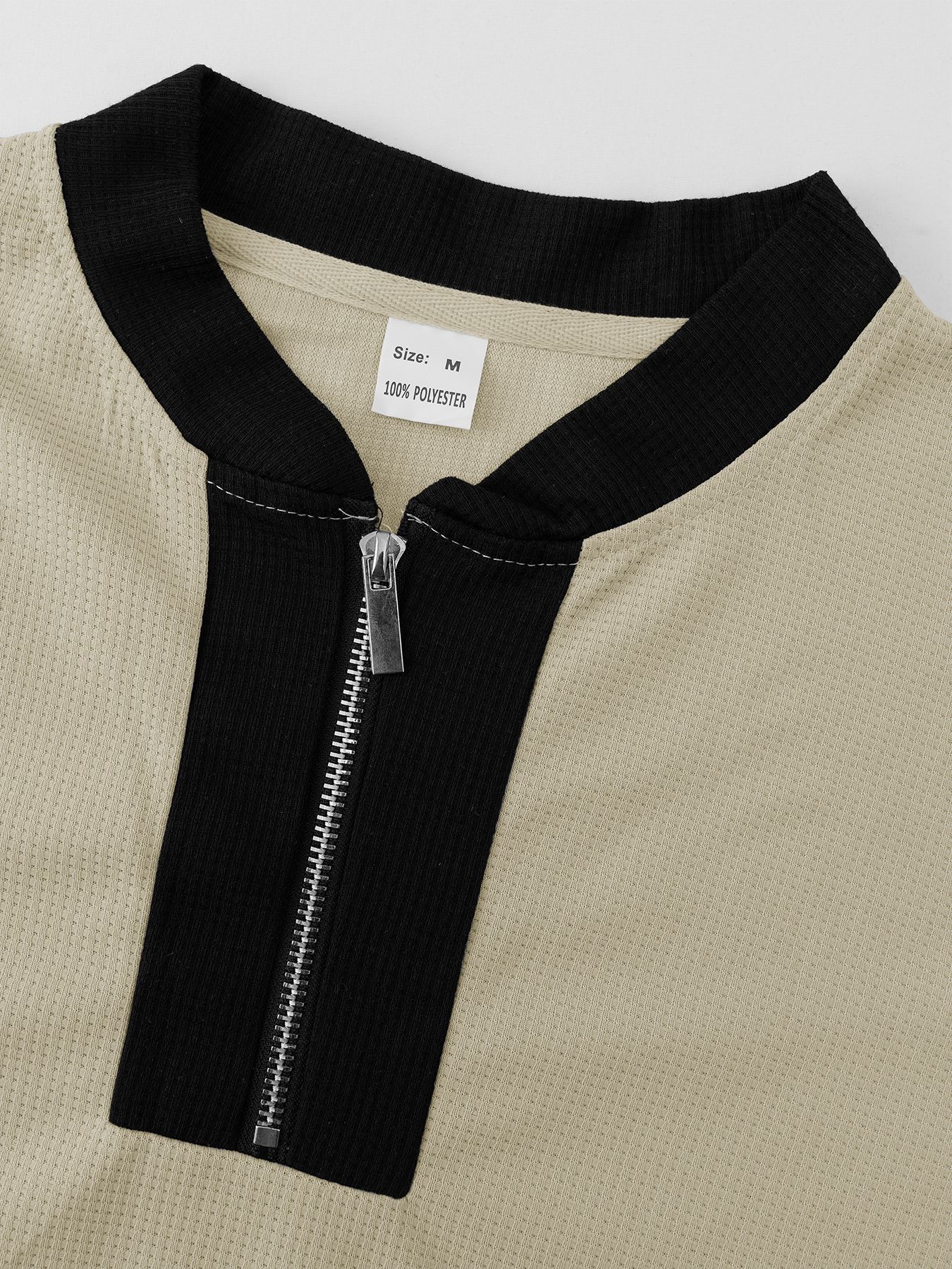 Clothes > Men's Clothing > Clothing Sets > Two-Piece Outfits European and American spring and autumn men's two-piece waffle round neck long-sleeved shirt and trousers casual sports zipper suit for men