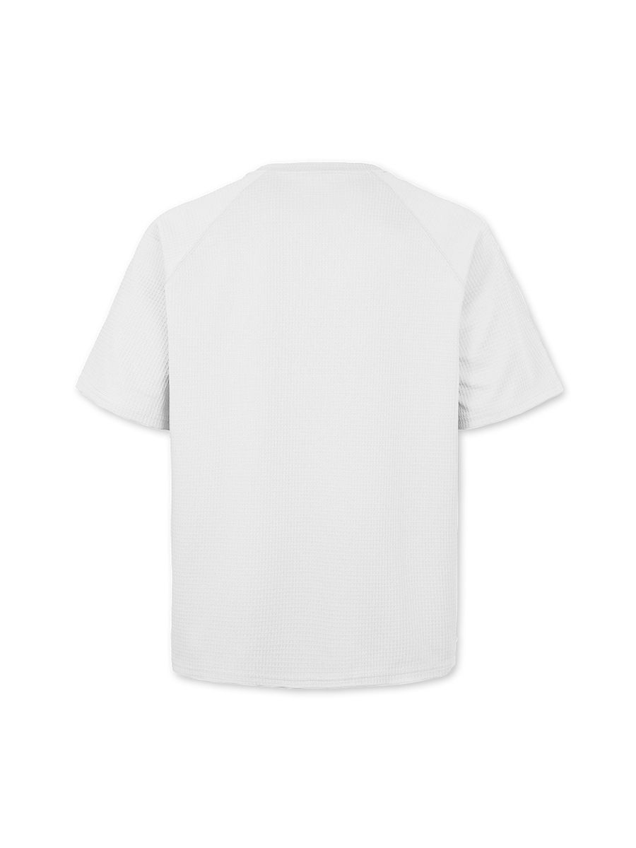 Clothes > Men's Clothing > Tops > T-Shirts  European and American spring and summer men's waffle knitted raglan sleeves round neck short-sleeved men's T-shirt for men