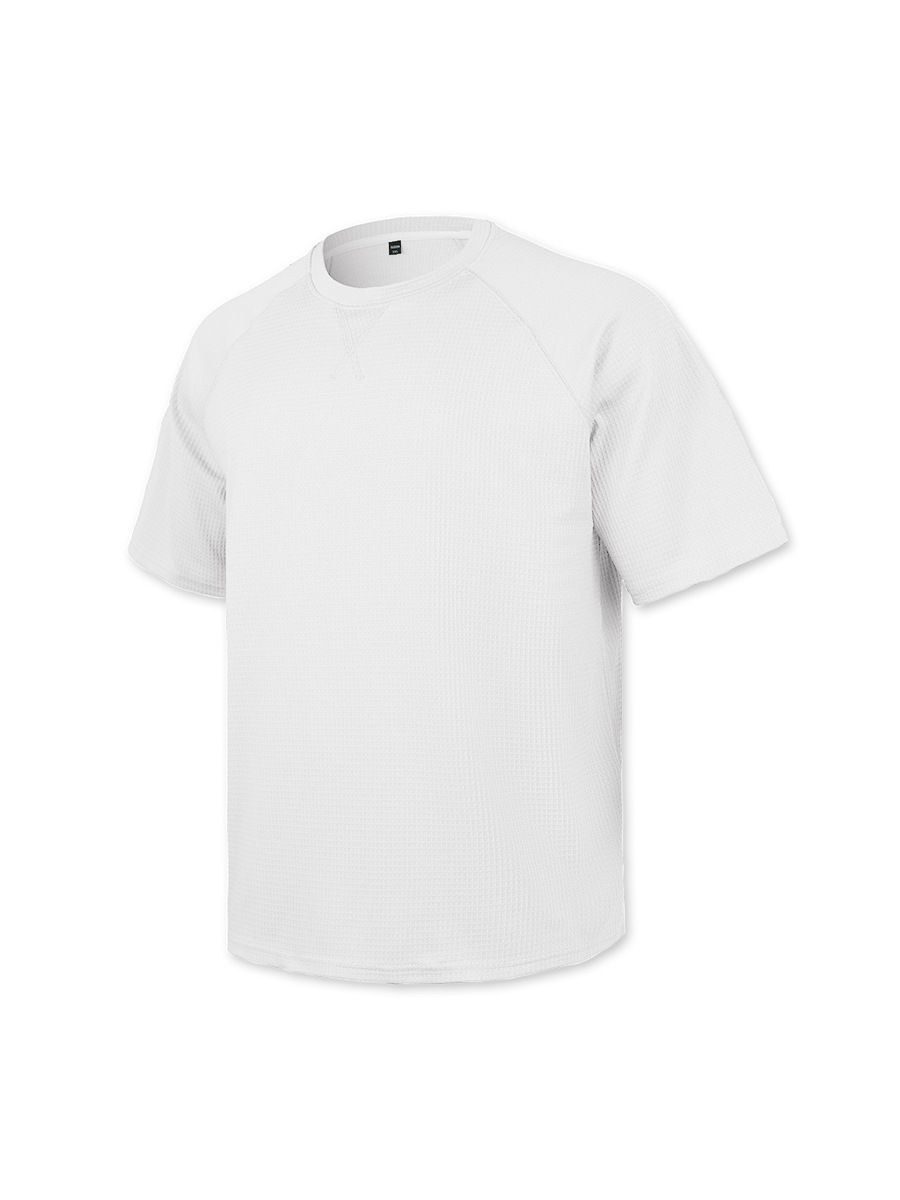 Clothes > Men's Clothing > Tops > T-Shirts  European and American spring and summer men's waffle knitted raglan sleeves round neck short-sleeved men's T-shirt for men