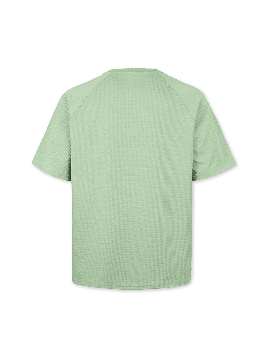 Clothes > Men's Clothing > Tops > T-Shirts  European and American spring and summer men's waffle knitted raglan sleeves round neck short-sleeved men's T-shirt for men