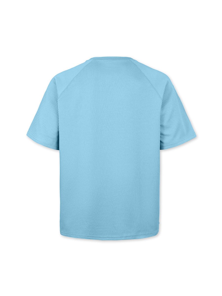 Clothes > Men's Clothing > Tops > T-Shirts  European and American spring and summer men's waffle knitted raglan sleeves round neck short-sleeved men's T-shirt for men