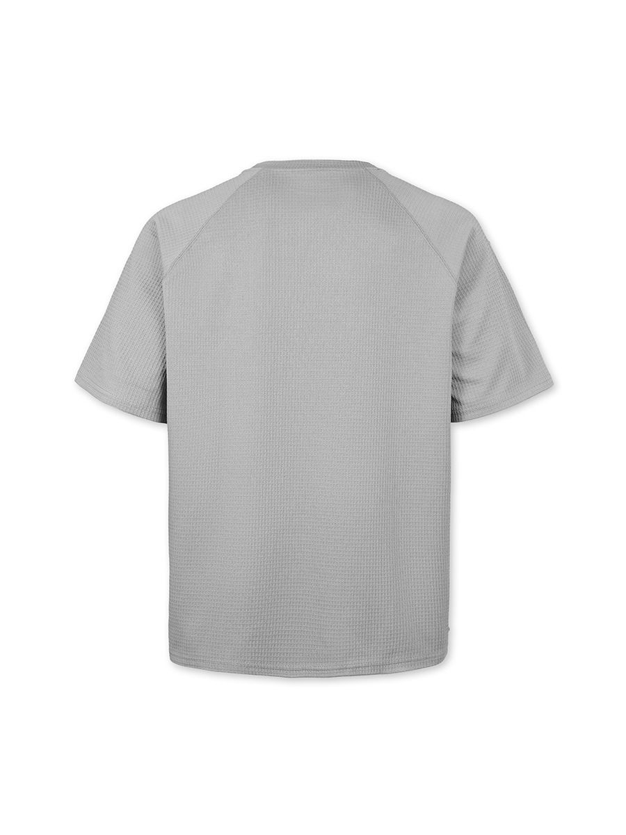 Clothes > Men's Clothing > Tops > T-Shirts  European and American spring and summer men's waffle knitted raglan sleeves round neck short-sleeved men's T-shirt for men
