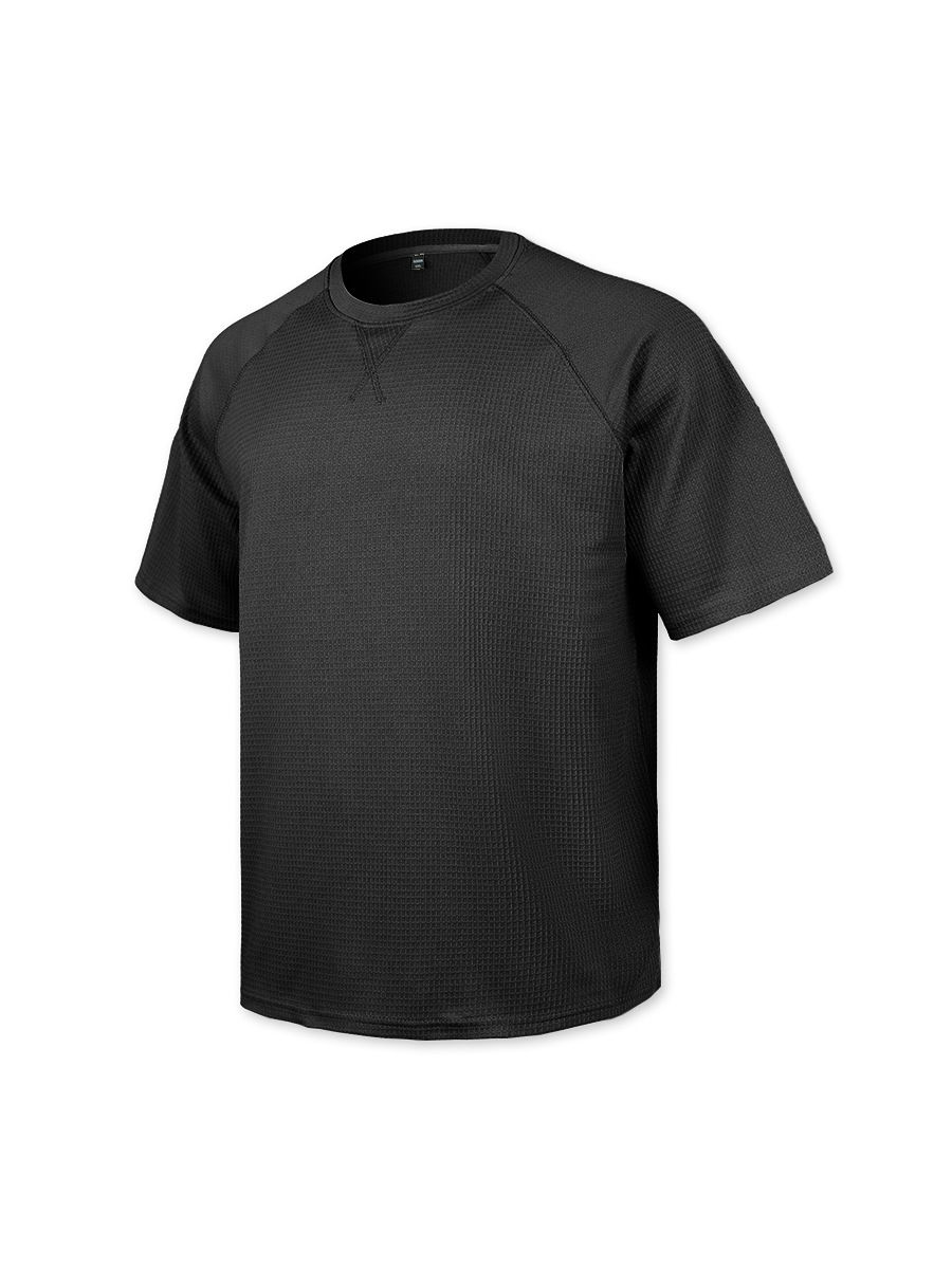 Clothes > Men's Clothing > Tops > T-Shirts  European and American spring and summer men's waffle knitted raglan sleeves round neck short-sleeved men's T-shirt for men