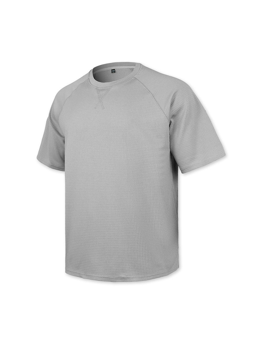 Clothes > Men's Clothing > Tops > T-Shirts  European and American spring and summer men's waffle knitted raglan sleeves round neck short-sleeved men's T-shirt for men
