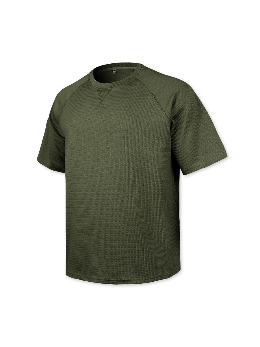 Clothes > Men's Clothing > Tops > T-Shirts  European and American spring and summer men's waffle knitted raglan sleeves round neck short-sleeved men's T-shirt for men