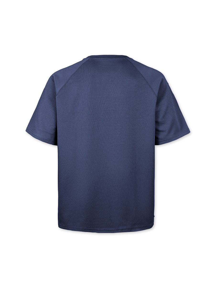 Clothes > Men's Clothing > Tops > T-Shirts  European and American spring and summer men's waffle knitted raglan sleeves round neck short-sleeved men's T-shirt for men