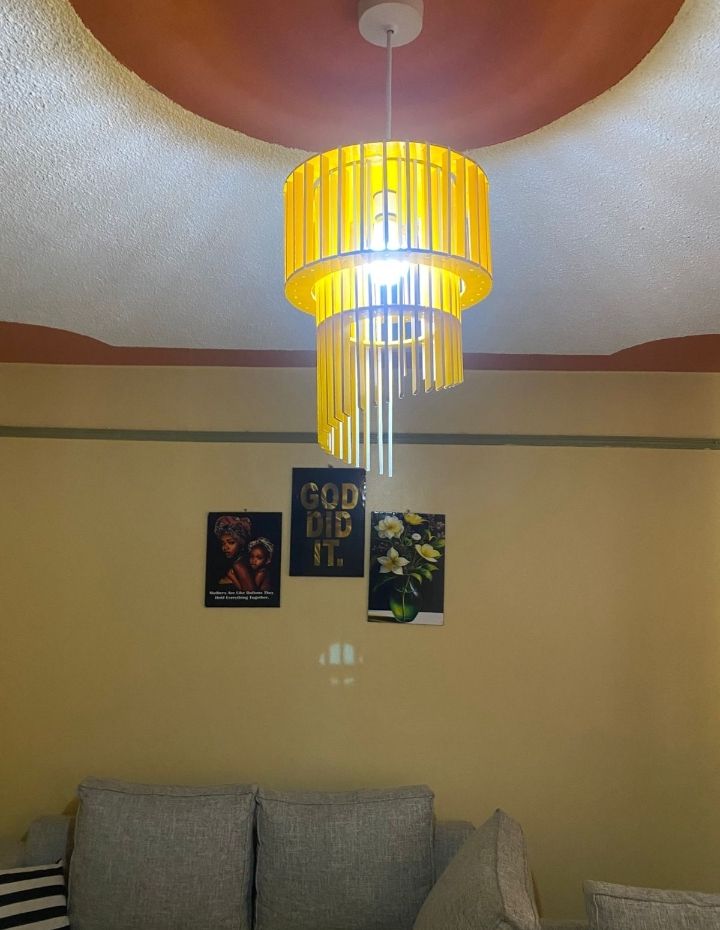 Double hanging lampshade light comes with free colour changing bulb