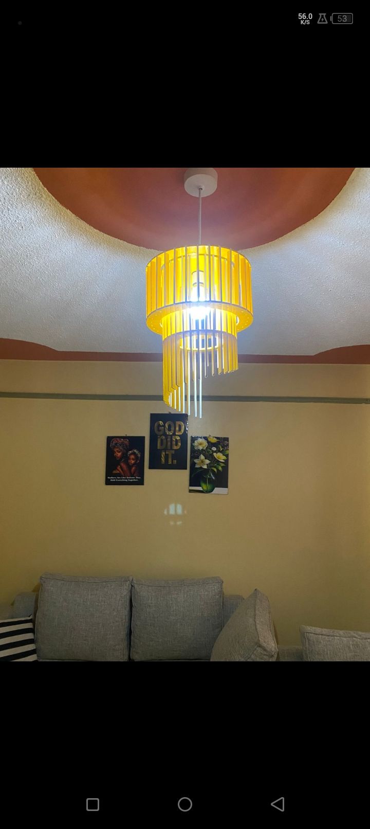 Double hanging lampshade light comes with free colour changing bulb