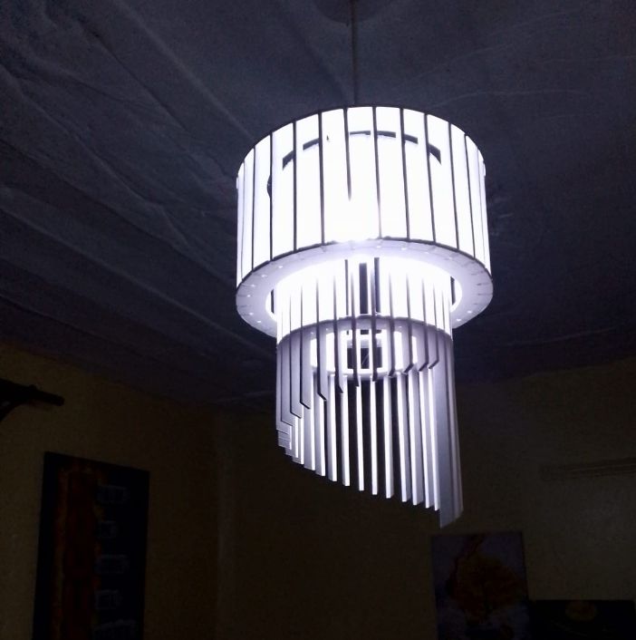 Double hanging lampshade light comes with free colour changing bulb
