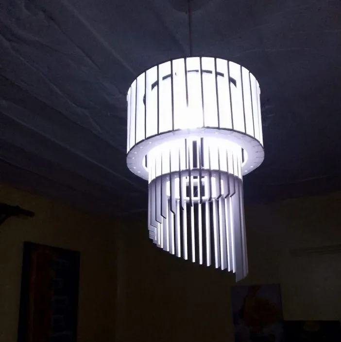 Double hanging lampshade light comes with free colour changing bulb