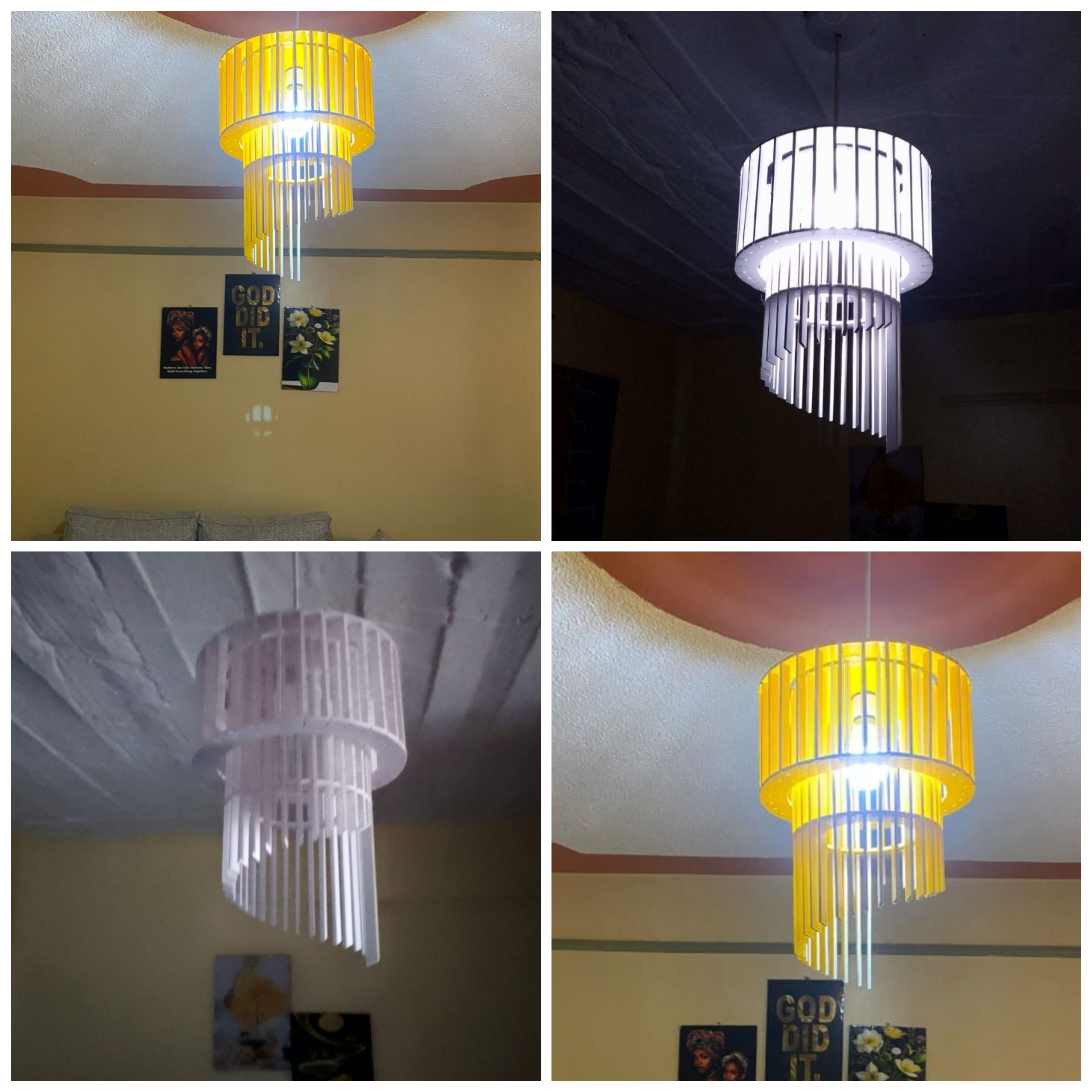 Double hanging lampshade light comes with free colour changing bulb