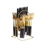 Golden Marble 24pcs Kitchen Cutlery Set/ Spoons with Stand