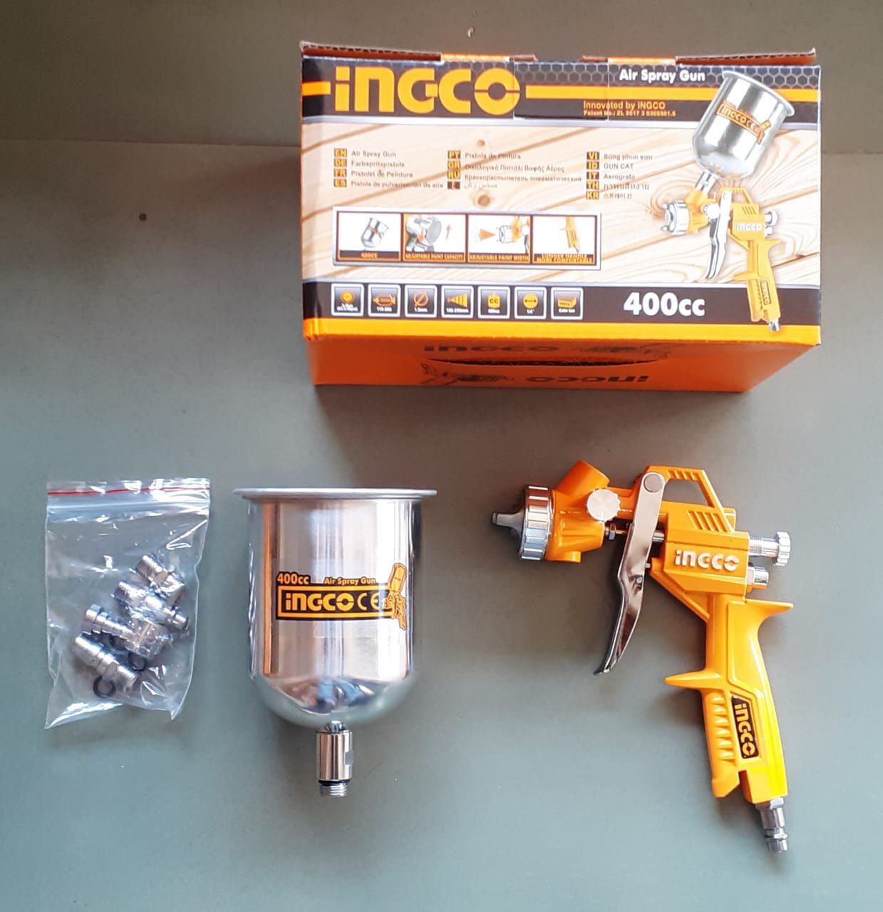 INGCO Painting Air Spray Gun 400cc with 3-4 bar Operating Pressure