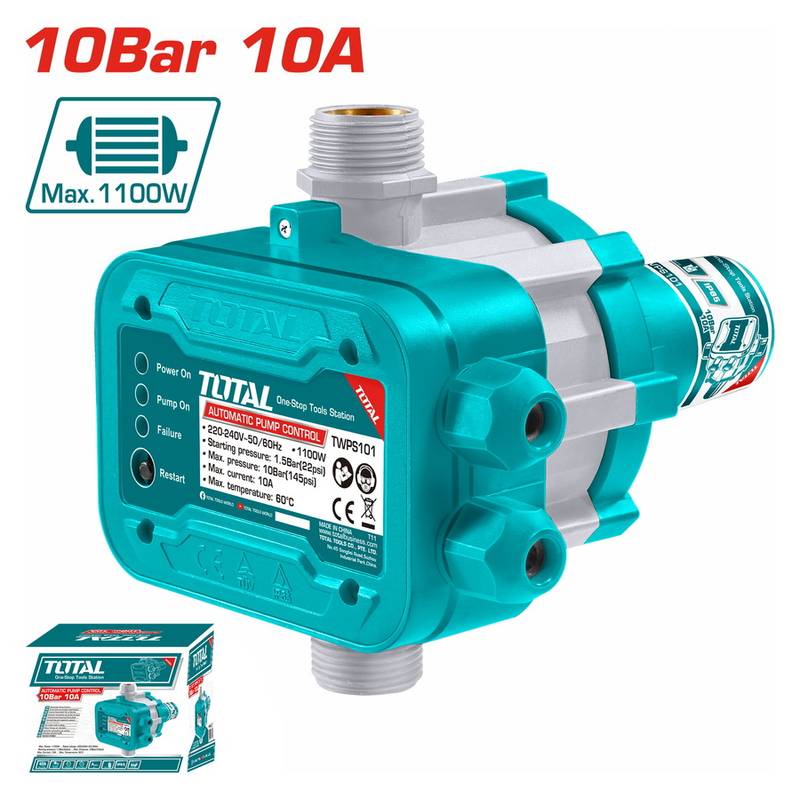 Total TWPS101 Water Pump Automatic Pump Controller 145psi Pressure 1100Watts & 10Amps Current