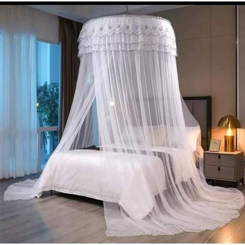 Queen Size Canopy Design Mosquito Bed Round Net-white