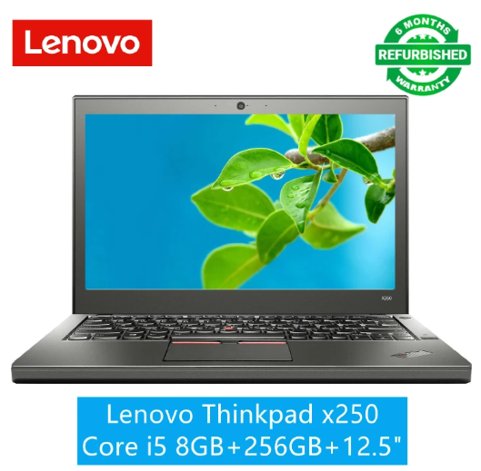 {8GB+256GB+Core i5}  Lenovo Thinkpad X250 Laptop Core i5 8GB RAM + 256GB SSD Storage 12.5" Inch Display Refurbished Windows and Office Installed Notebook High Quality Grade 1 Computer