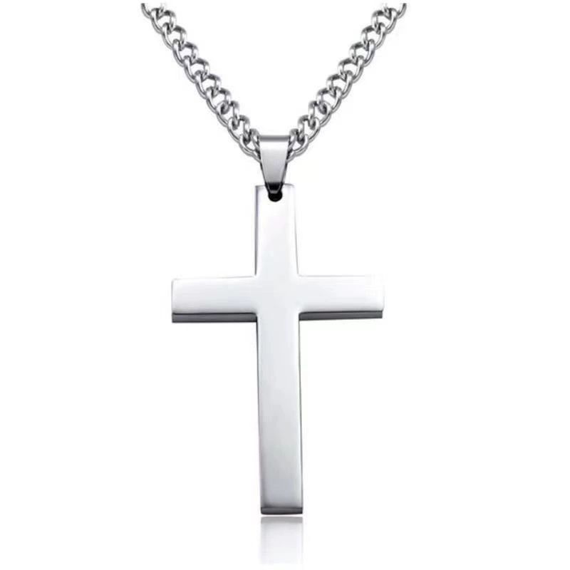 Fashion Punk Black Color Cross Pendant Necklace Bracelet Ring Set for Men Boys Hip Hop Alloy Jewelry Set Party Gifts A-2030
