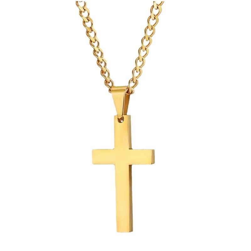 Fashion Punk Black Color Cross Pendant Necklace Bracelet Ring Set for Men Boys Hip Hop Alloy Jewelry Set Party Gifts A-2030