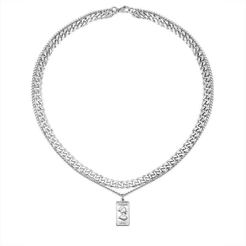1pc alloy multi-layer sweater chain necklace, men's and women's fashion Accessories A-1830