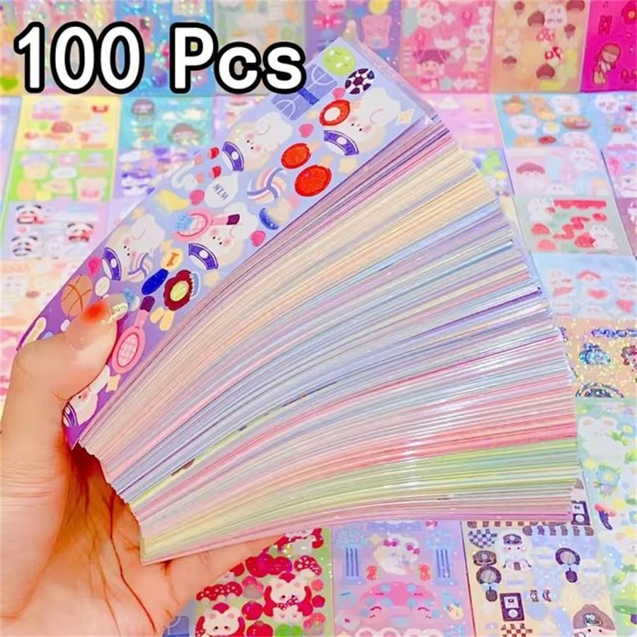 100pcs/set DIY account material sticker waterproof sticker set, diary and scrapbook, various cute account stickers Randomly send 100pcs/set DIY account material sticker waterproof sticker C-555