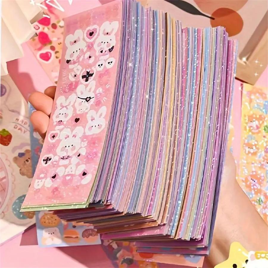 100pcs/set DIY account material sticker waterproof sticker set, diary and scrapbook, various cute account stickers Randomly send 100pcs/set DIY account material sticker waterproof sticker C-555