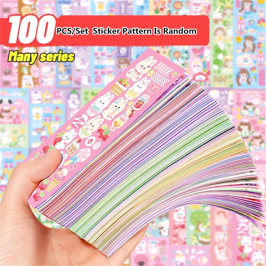 100pcs/set DIY account material sticker waterproof sticker set, diary and scrapbook, various cute account stickers Randomly send 100pcs/set DIY account material sticker waterproof sticker C-555