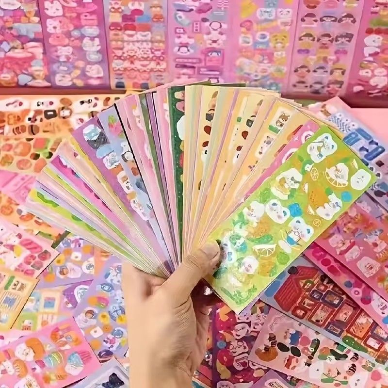 100pcs/set DIY account material sticker waterproof sticker set, diary and scrapbook, various cute account stickers Randomly send 100pcs/set DIY account material sticker waterproof sticker C-555