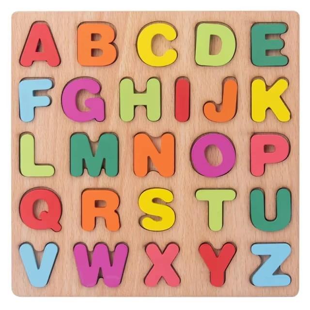Wooden Puzzles Toys for Kids 3 Year Alphabet Numbers Children Montessori Educational Learning Toys abc Letters Preschool Gift