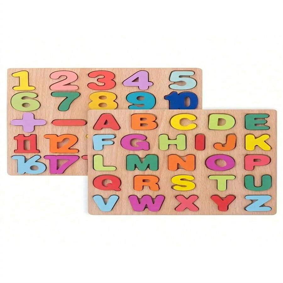 Wooden Puzzles Toys for Kids 3 Year Alphabet Numbers Children Montessori Educational Learning Toys abc Letters Preschool Gift