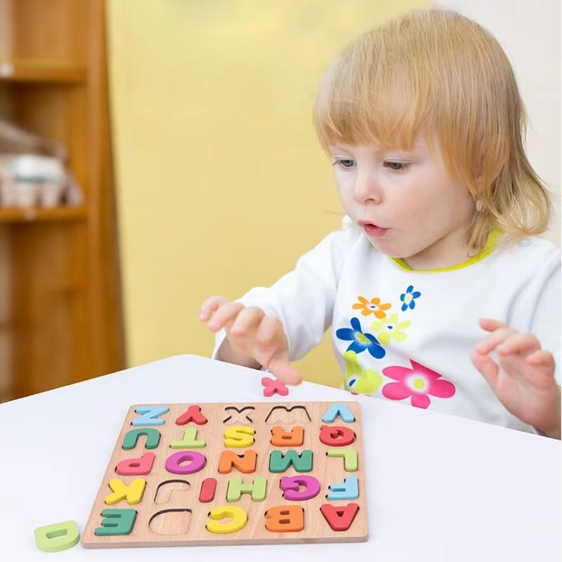 Wooden Puzzles Toys for Kids 3 Year Alphabet Numbers Children Montessori Educational Learning Toys abc Letters Preschool Gift