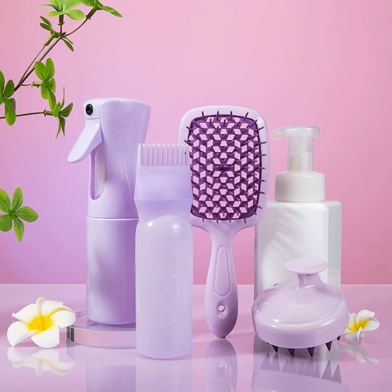 4Pcs Silicone Scalp Massage Comb Detangling Hair Brush Hairdressing Hair Dye Applicator Bottle Spray Bottle Barber Styling Tools