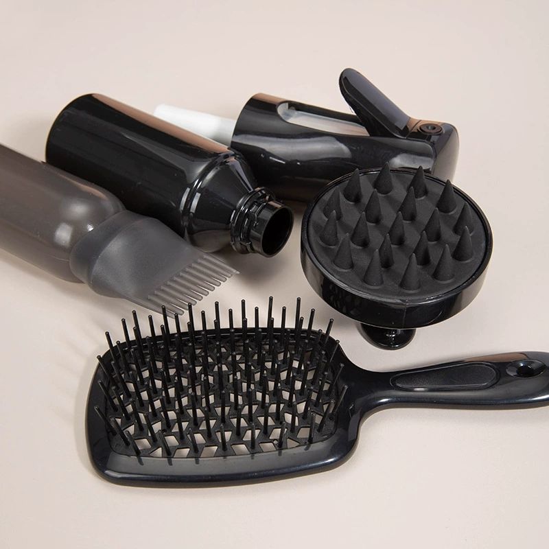 4Pcs Silicone Scalp Massage Comb Detangling Hair Brush Hairdressing Hair Dye Applicator Bottle Spray Bottle Barber Styling Tools