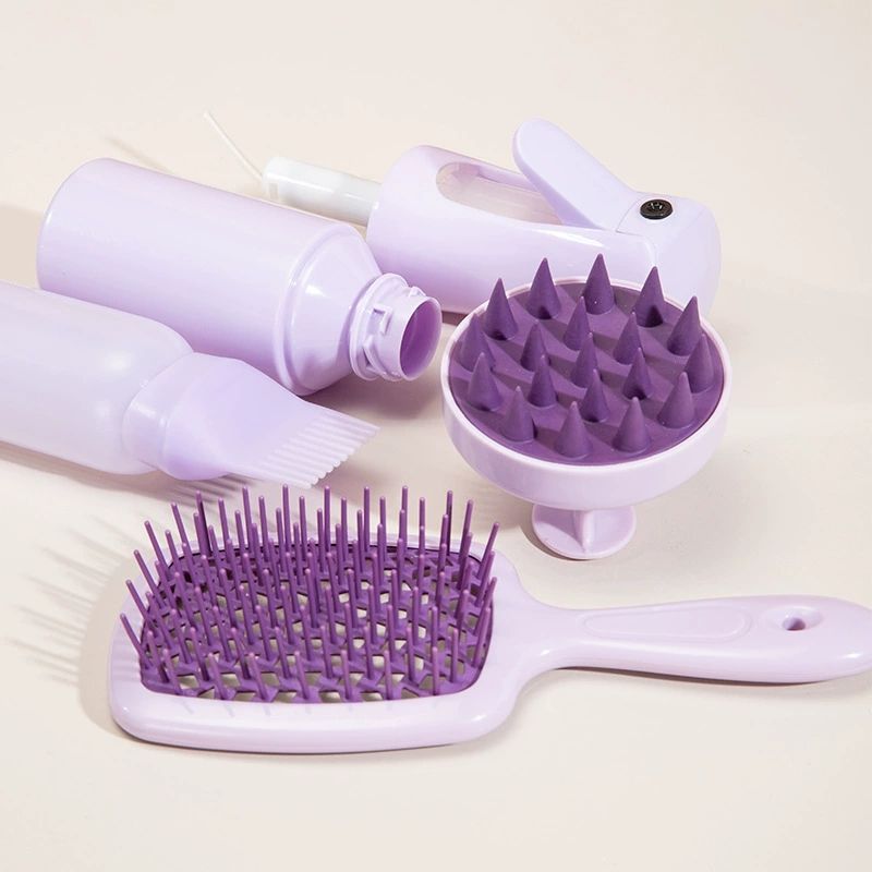 4Pcs Silicone Scalp Massage Comb Detangling Hair Brush Hairdressing Hair Dye Applicator Bottle Spray Bottle Barber Styling Tools