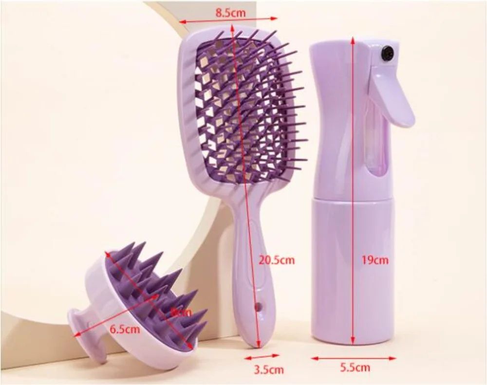4Pcs Silicone Scalp Massage Comb Detangling Hair Brush Hairdressing Hair Dye Applicator Bottle Spray Bottle Barber Styling Tools