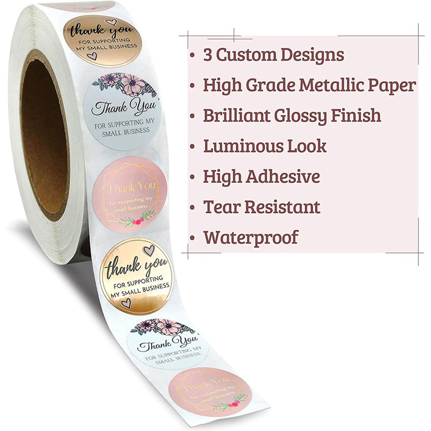500pcs /1 roll Thank You For Supporting My Small Business Floral Sticker Gift Packaging Seal Label Scrapbooking Stationery Sticker C-370
