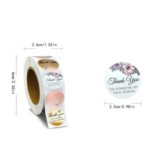 500pcs /1 roll Thank You For Supporting My Small Business Floral Sticker Gift Packaging Seal Label Scrapbooking Stationery Sticker C-370