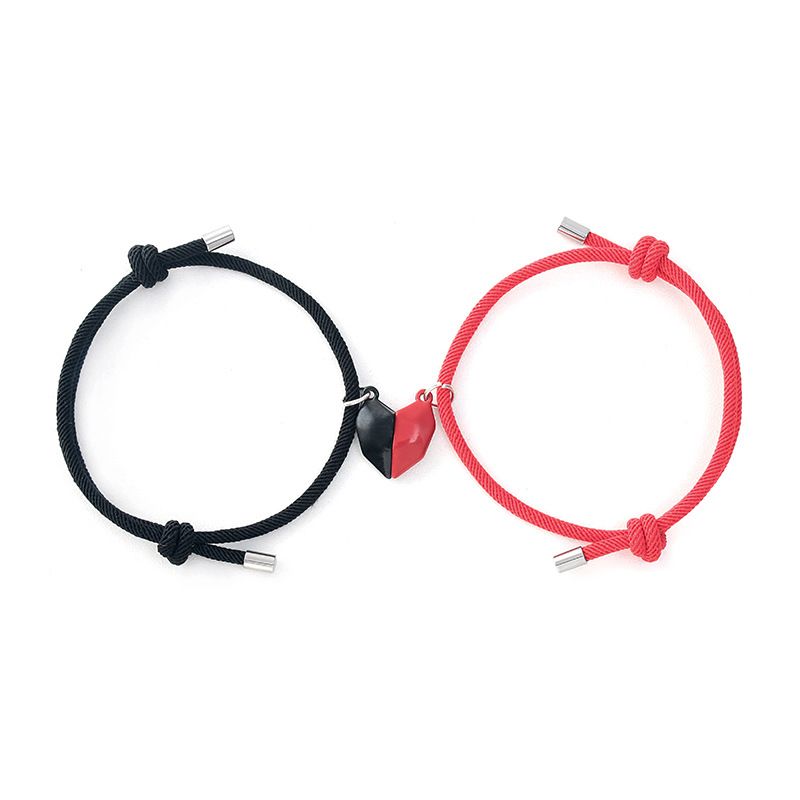 2pcs Handmade Love Magnet Couple Bracelets Set for Women Men Heart Matching Attraction Adjustable Braided Bracelet Lover Jewelry A-1862