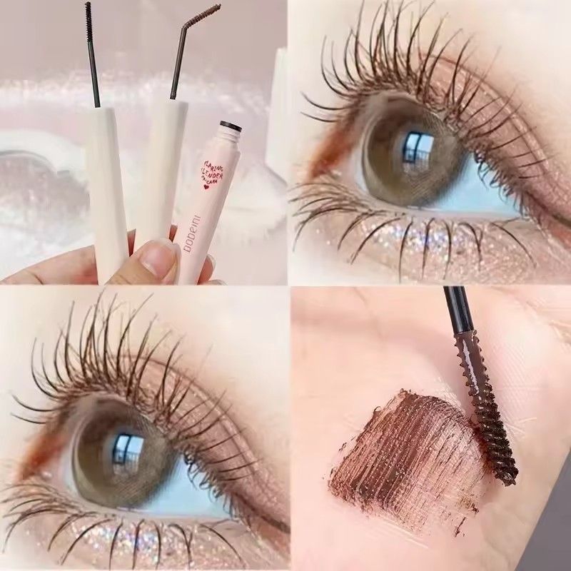1pc Waterproof Black Brown Mascara Lasting Matte Quick Dry Ultra-fine Brush Lengthening Eyelash Mascara Lash Extension Makeup Tool B2-755