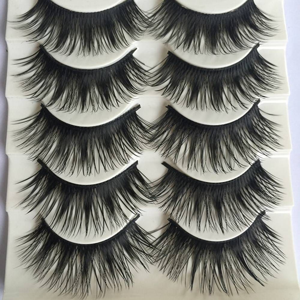 5 Pairs Plastic Long eyelashes Makeup False Eyelashes Black Nautral Handmade Eye Lashes Extension