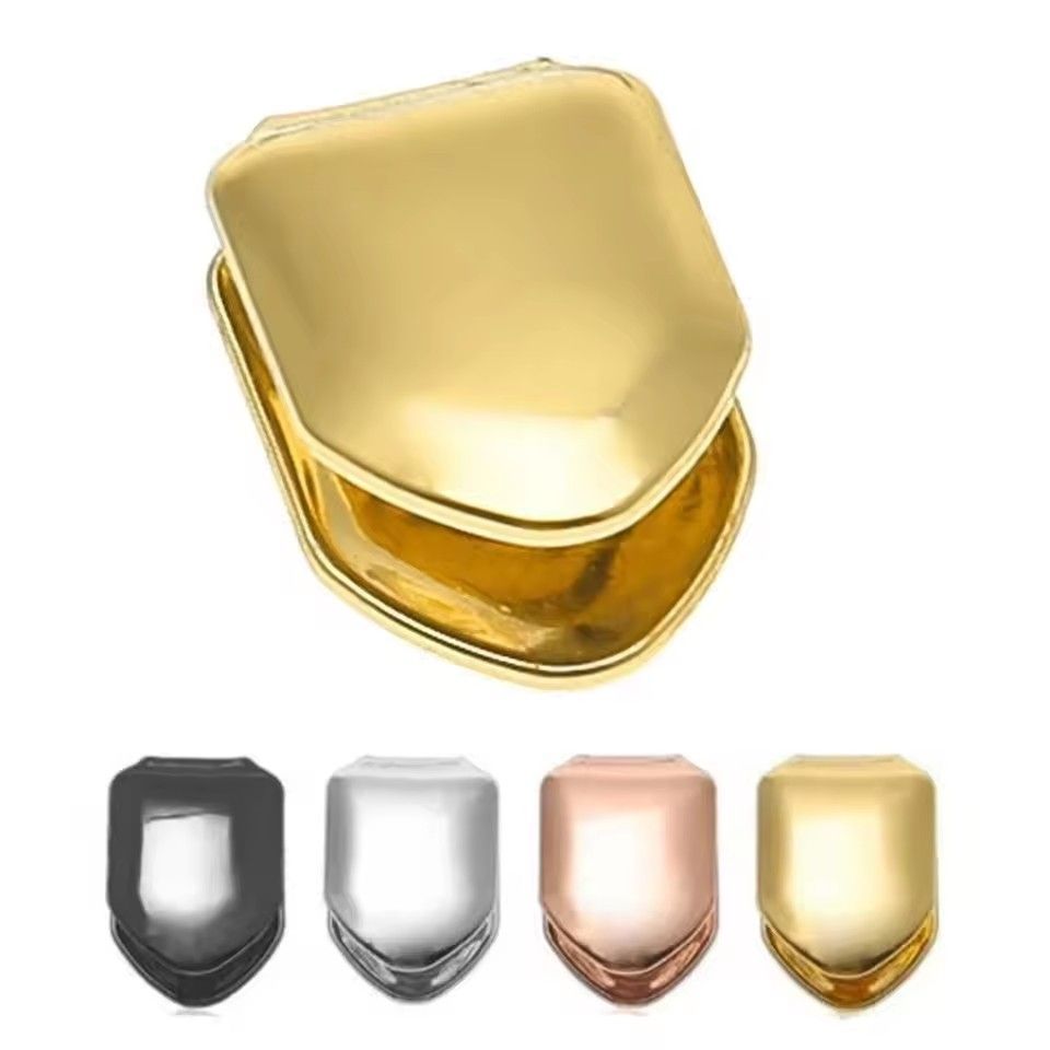 1pc Single Tooth Caps Hip Hop Rapper Single Shackle Teeth Cap Top Bottom Dental Braces Hollow Out Metal Tooth Jewelry SP-37