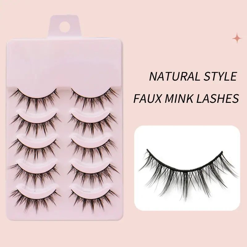 5 Pairs Manga Lashes Cos Dance Performance Eyelash  Eyelashes 3D Natural Faux Mink Lash Extension