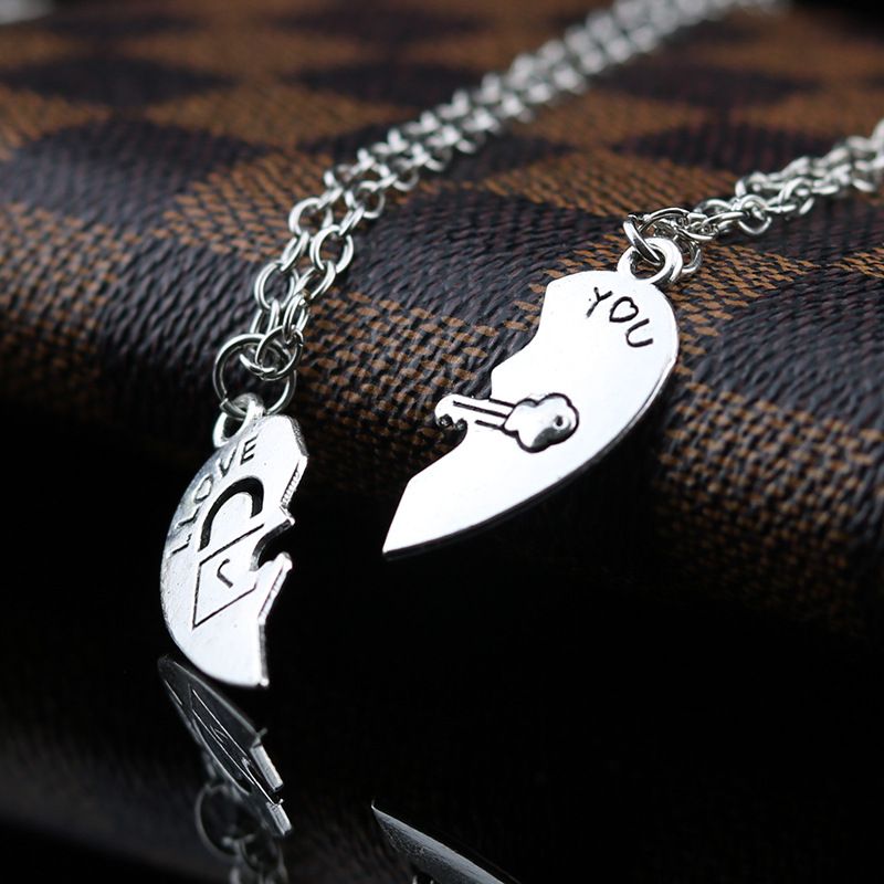 Romantic Best Friends Honey Love Couple Pendant Necklace 2 Pcs/Set Rainbow Broken Heart Good Friends Friendship Jewelry Gift XL--112