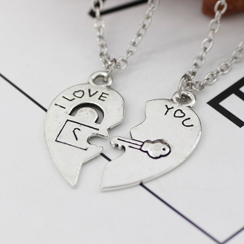 Romantic Best Friends Honey Love Couple Pendant Necklace 2 Pcs/Set Rainbow Broken Heart Good Friends Friendship Jewelry Gift XL--112